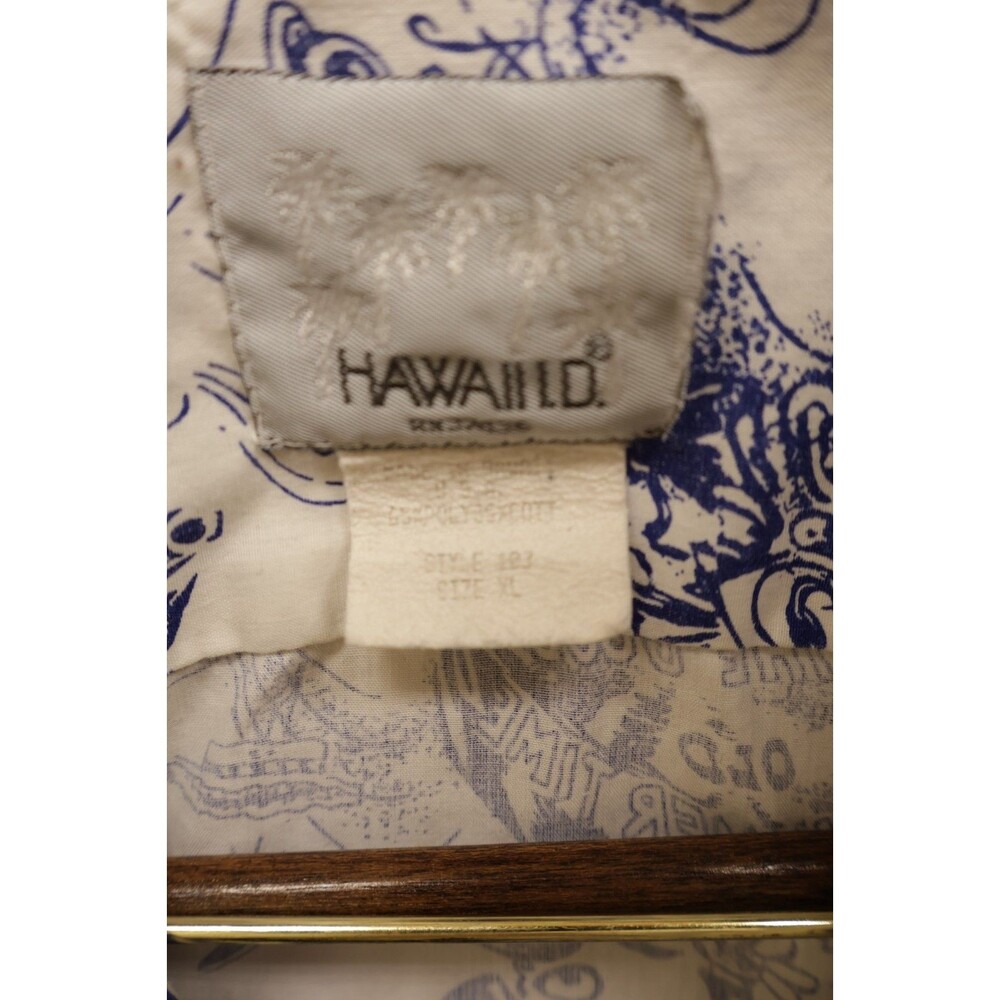 Vintage Hawaii ID Classic Cartoon Aloha Hawaiian Shirt XL Turtle Blue Flaw - Picture 4 of 7